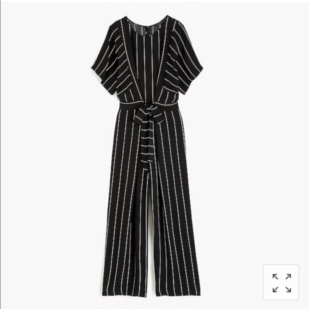 J Crew Black & White Striped Jumpsuit